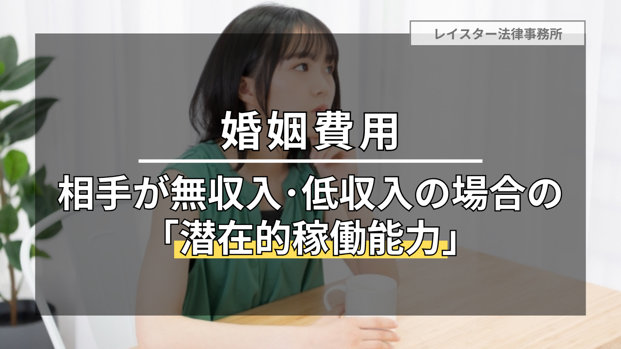 【婚姻費用】相手が無職・低収入の場合は潜在的稼働能力を主張しよう